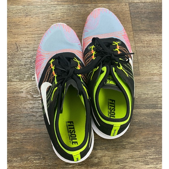 Nike Womens Used Flex Adapt Training Shoes Black Green and Pink💕Size 81/2💕 - Picture 4 of 10